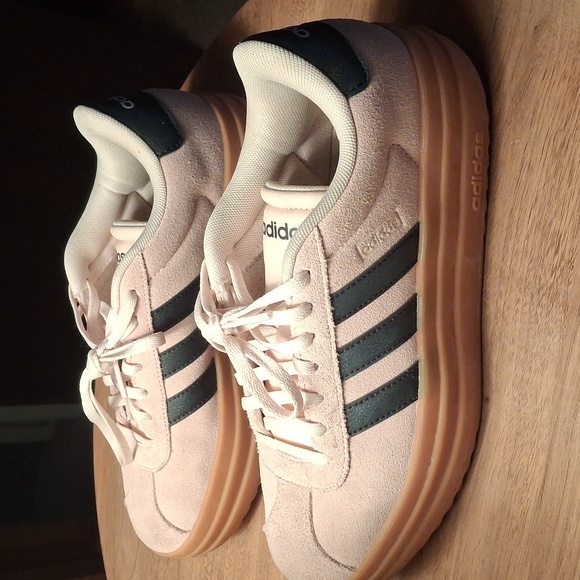 Adidas VL Court Bold Platform Sneakers Size 7 Pink/blue Suede - Picture 4 of 7